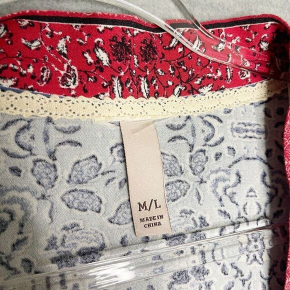 Knox Rose Kimono Womens M/L Floral Patchwork Boho Open Cardigan Duster Lagenlook - Picture 2 of 6